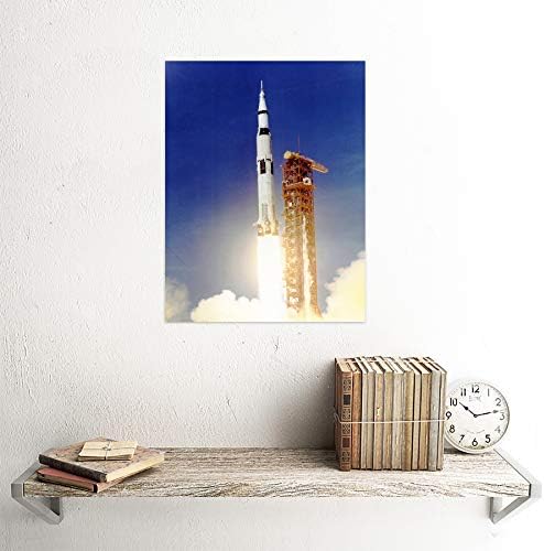 Малък Син Coo Космически Аполо 11 Стартирането на Сатурн V Ракета Експлозивна Тяга Пламъка на САЩ, Без Рамка Стена Художествен