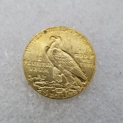 Kocreat Копие от 1910 Златна Монета с Главата на Индийския Орел 2 1/2 Долара-Точно Копие на Сувенирни Монети на САЩ,