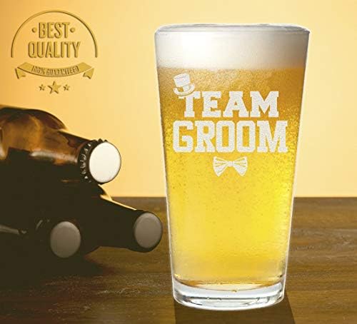 Чаша бира Veracco Team Groom Халба За ергенско парти, Сватба, подарък за Бъдещето на Младоженеца (Прозрачен Стъклен)