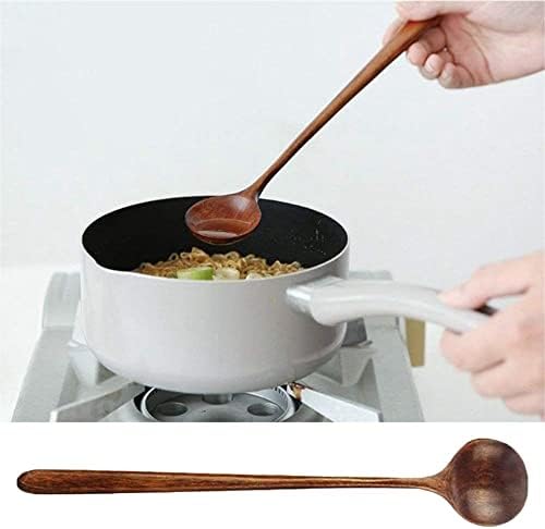 Kitchenware Jurhomie Сладки Кръгли Лъжици За Смесване на зърнени култури В Японски стил, Лъжици За Супа, Чаени Лъжици, Дървена Лъжица с Дълга дръжка (1)