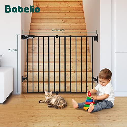 Babelio 26-43 Автоматично Затваряне на вратите за деца / на кучета по стълбите, лесно сгъваеми врати са 2 в 1 и врати за домашни любимци в коридора, и с много широка ставка н?