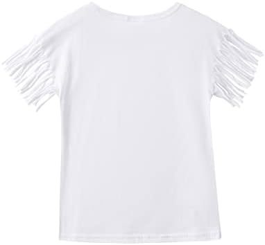 Тениски с ресни за момичета Noomelfish, Ежедневни Летни тениски с пискюли (5-12 години)