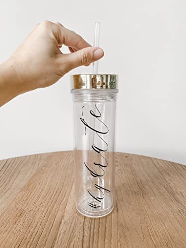Прозрачна чаша - Хидрат - Акрилна бутилка за вода, не съдържа BPA, поставени в поставка за чаши, лято...