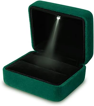 MSSDLI Lahaima Кадифе Кутия За Пръстени С Led Подсветка, Подарък Кутия за Бижута Кутия за Годежни Пръстени за Презентации