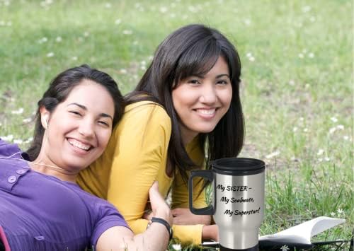 Сестра Travel Mug Кафе, чаша от неръждаема стомана с изолация за топли и студени напитки с дръжка и капак.