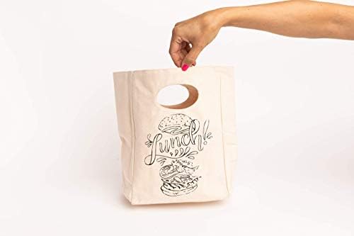 Холщовая чанта за обяд от органичен памук - Множество и стираемая в колата чанта за обяд - Чанта за органични закуски