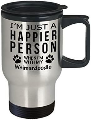 Кафеена Чаша За Любителите на кучета В Пътуване - Щастлив Човек С Weimardoodle -Подаръци За спасението на Собствениците