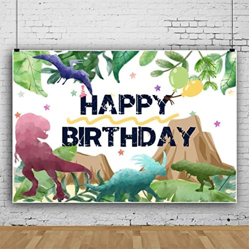 5x3 Фута Cartoony Фон с Динозавром, Голям Знак честит Рожден Ден, Украса за Парти в чест на рождения Ден на Динозавъра,