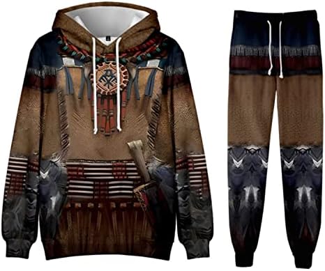 SIAOMA Американските индианци Hoody С Качулка, Спортни Панталони Костюм, Спортен Костюм специално Облекло за Мъже, Жени