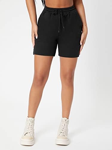 Дамски къси панталони KNYOIP за женски шорти, спортни панталони с завязками на кръста, къси Панталони (Цвят: черен Размер:
