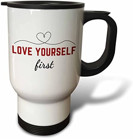 Триизмерно изображение на сърце с надпис Love Yourself - Чаши за пътуване (tm-374747-1)