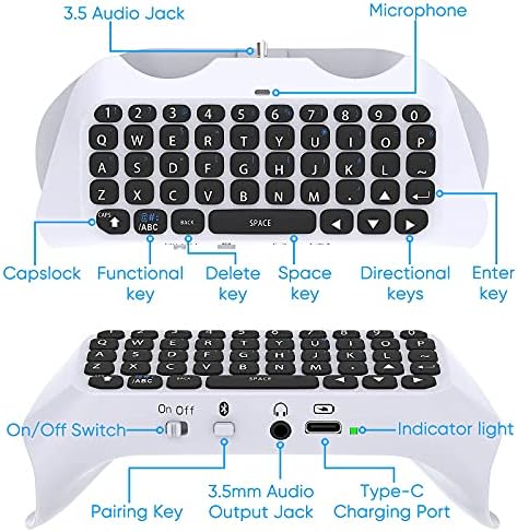 Клавиатура игрален контролер Klipdasse Mini Chatpad Message за PS5, RGB Светодиодна Лента за конзолата PS5