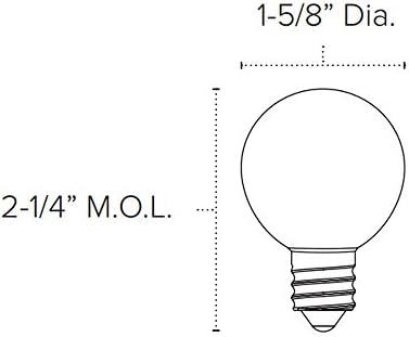 Led лампи American Lighting с регулируема яркост G40, Непрозрачен Топка, Мидълуер Основа E17, Жълто, 25 бр. в опаковка