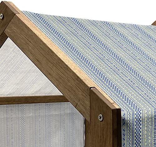 Народен Дървена Къщичка за домашни любимци Ambesonne, в два цвята Дизайнерски Модел с Вертикални Шевронами и Ивици, Преносим
