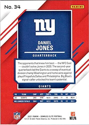 2021 Donruss Elite #34 Официалната търговска картичка Дэниела Джоунс Ню Йорк Джайентс по футбол NFL в суров вид (NM или по-добър)