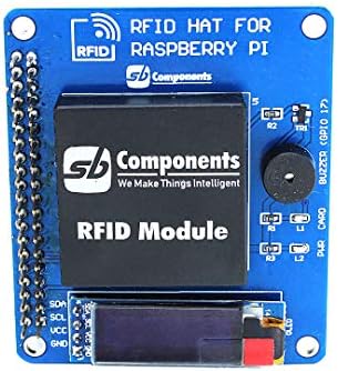 sb components RFID-ШАПКА за Raspberry Pi с OLED-дисплей 0,91 инча, Расширительная шапка RFID Shield за Raspberry Pi 4B/3Б +/3Б/2B/B +/ A +/ Zero и Zero W, RFID-четец на Raspberry Pi и такса за управление