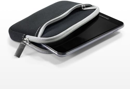 Калъф BoxWave, който е съвместим с Честта 7S (Case by BoxWave) - Мек гащеризон с джоб, Мека чанта, Неопреновый чанта, джоб с цип на ръкава си, за Честта 7S - Черно jet black с сива тапицер