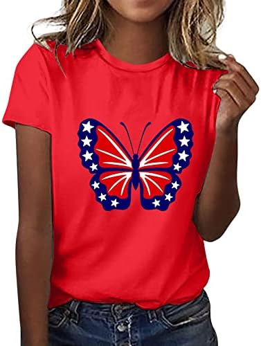 Патриотични Ризи за Жени, Тениска с Американския Флаг, Ежедневни Летни Потници, Тениски с Къс Ръкав, Патриотични Удобни Свободни Тениски