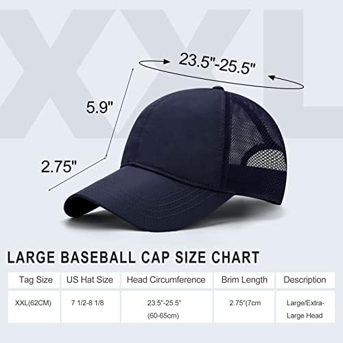 Ewaycom XXL Oversize Голяма Окото Бързосъхнеща бейзболна шапка За шофьори на камиони, Регулируем Шапка за татко, 23,6 -25,6
