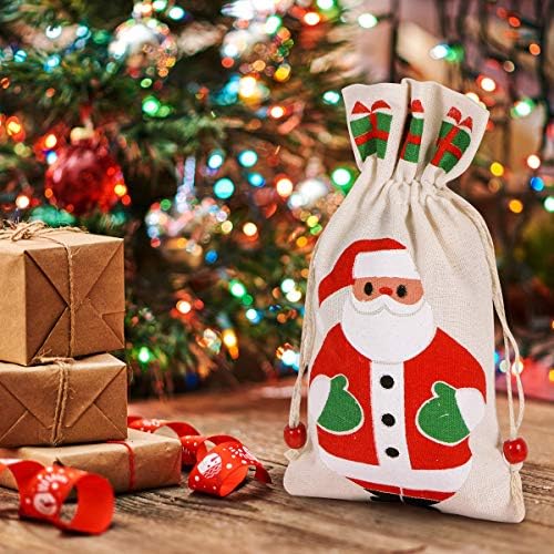 JOLLYSTYLE 10 БР. Коледни Подаръчни Пакети на съвсем малък - за Многократна употреба Дядо Коледа, Снежен човек, Снежинка, Човечето Човече, Торби От Зебло За Бонбони - Колед?