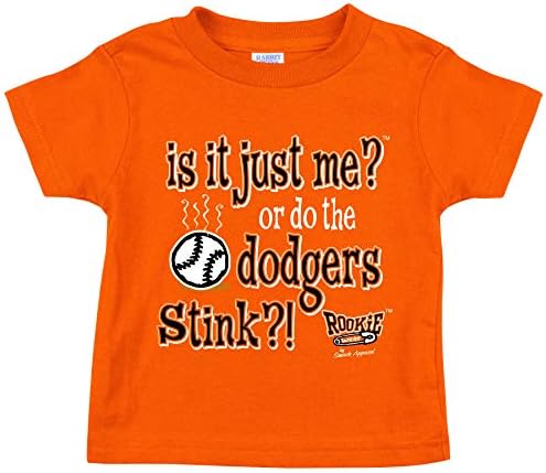 Облекло за начинаещи от феновете на бейзбола Smack Apparel SF. това е само заради мен? (Анти-Лос Анджелис) Оранжева пижама (NB-18M) или тениска за деца (2-4 години)