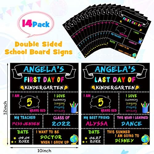 14 от Опаковки знаци Първия ден и последен ден на училищната дъска- Включват 5 Маркери - 12 x 10 Знак Обратно в училище за деца, двустранен плакат Реквизит за снимки от пъ