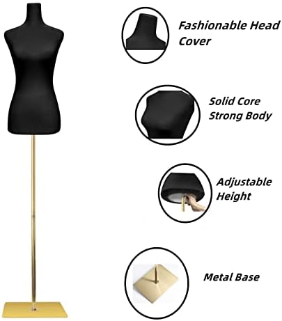 Торса на Манекена във формата на женски рокли, Стойка за Манекен с регулируема височина 61-69 См, Поставка За тяло с реалистичен модел, Метална Рамка, униформи за Шиен?