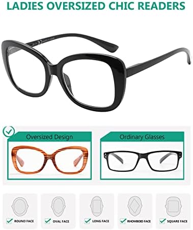 Eyekepper 4-Pack Шик Очила за четене за Жени Голям размер +3,00