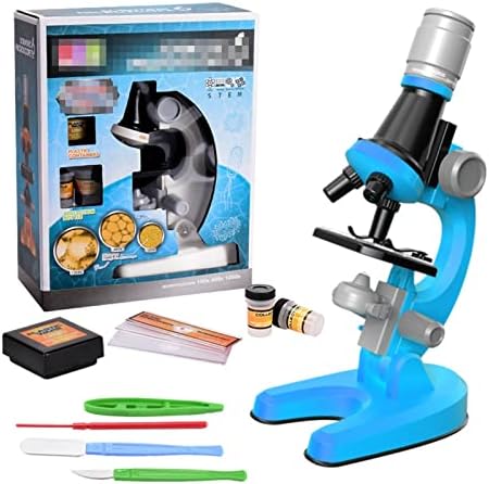 Детски микроскоп HD С най-Високо увеличение на Научен Експеримент Детски Пъзел Микроскоп за ученици в начално училище (Размер: синьо)